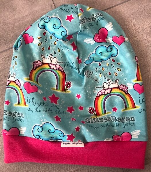 Beanie Einhorn Glitzerregen (gr. 49-52)